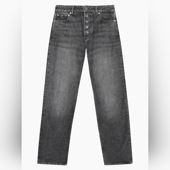 NWT Ganni Denim Lovy Mid-rise Rigid Black Vintage Straight Jeans Size 27x32